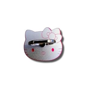 METAL PHONE RING HELLO KITTY SILVER/ PINK 1.5INCH  NIP MAKE  GREAT GIFT
